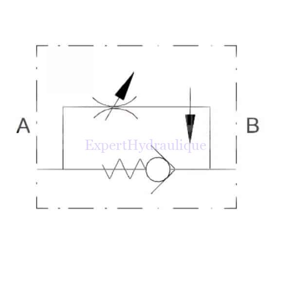 Schema hydraulique Régulateur de débit unidirectionnel compensé
