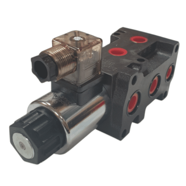 Selecteur-de-circuit-hydraulique-60l-min-12-volts-3-8″BSP Vanne 6 voies hydraulique 60 l/min en 3/8BSP et 12 volts.