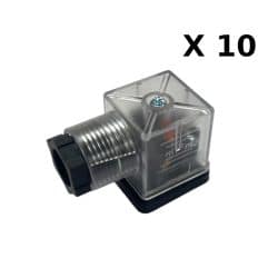 Lot de 10 prises Hirschman lumineuses pour électro distributeurs hydraulique