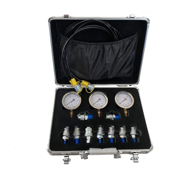 FGATEL01 Malette de contrôle hydraulique avec 3 manomètres 3 flexibles et 8 prises de pressions