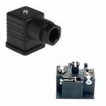 Prise Hirschman noir pour électro distributeurs hydraulique vue ouverte