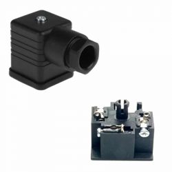 Prise Hirschman noir pour électro distributeurs hydraulique vue ouverte