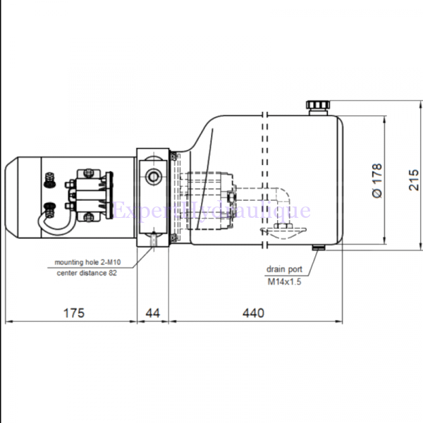 Schéma centrale hydraulique 2.0cm3 - 5.2L-min avec réservoir 10L.