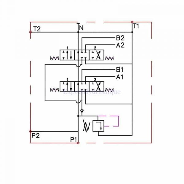 Schema distributeur hydraulique 2 DE sortie push pull