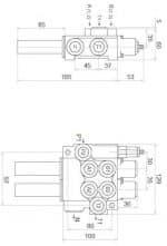Dimensions distributeur hydraulique deux double effet commande par cable