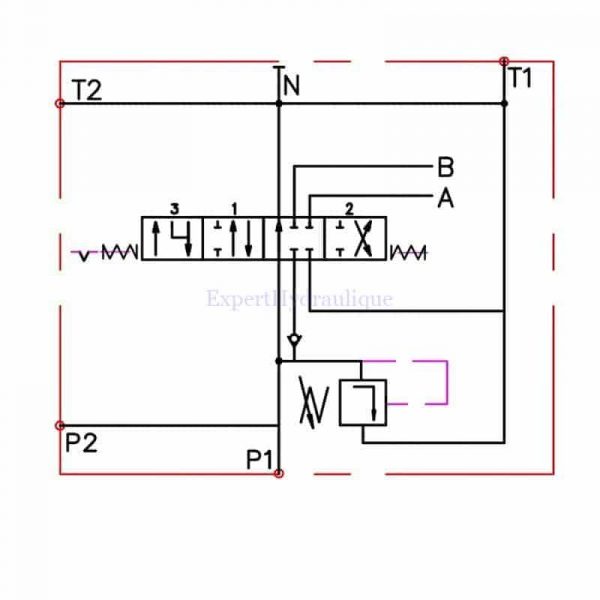 Schéma distributeur hydraulique 1 double effet plus position flottante