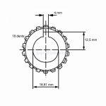 Cotes encombrement Noix accouplement 18 dents externe conique interne