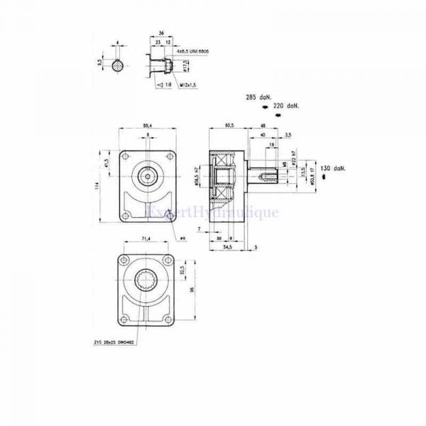 contre palier pompe hydraulique et moteur GR2 avec sortie sur arbre 22 mm