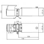 Cotes d'encombrement centrale simple effet 12 ou 24 volts DC