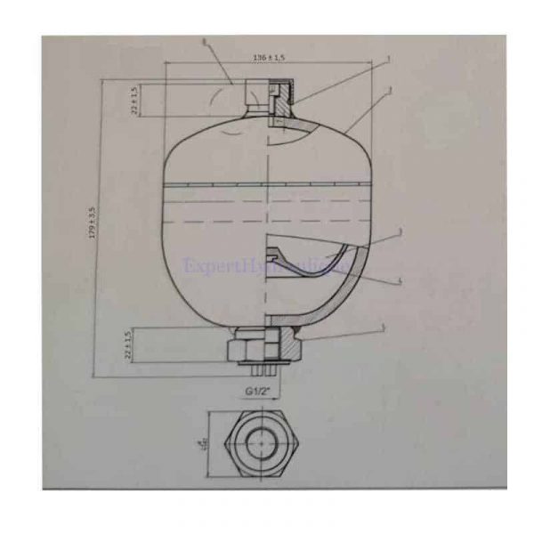 cotes accumulateur 1 litre implantation 1/2
