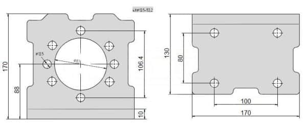 Support moteur HYDRAUILQUE 90° OMP OMR OMS MMS MMR cotes d'encombrements small