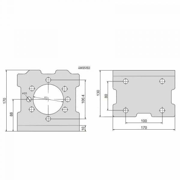 Support moteur HYDRAUILQUE 90° OMP OMR OMS MMS MMR cotes d'encombrements