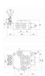 Cotes encombrements Distributeur hydraulique 80 l/mn deux double effet