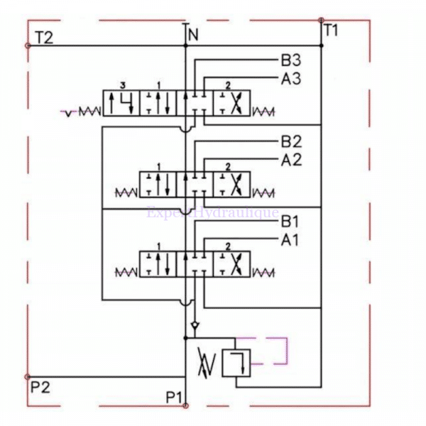Schéma Distributeur hydraulique 2 DE 1 DE flottante