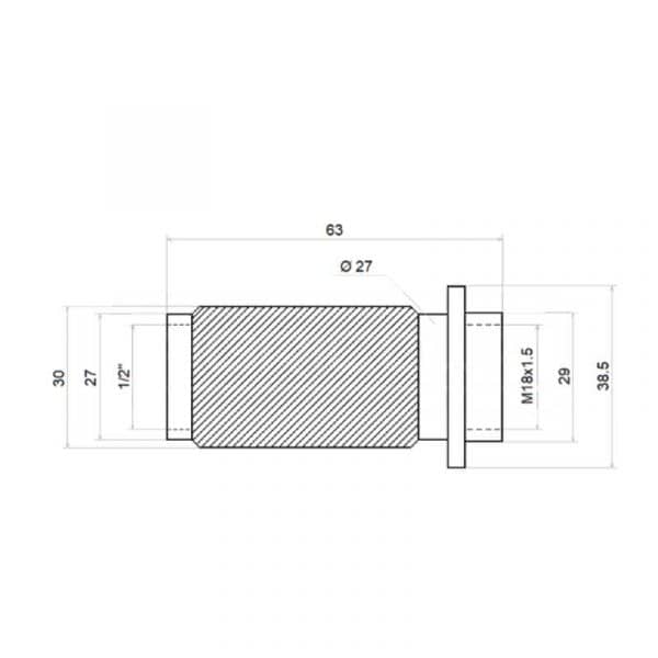 Plan manchon détrompeur avec grippe M18x150 1/2" BSP