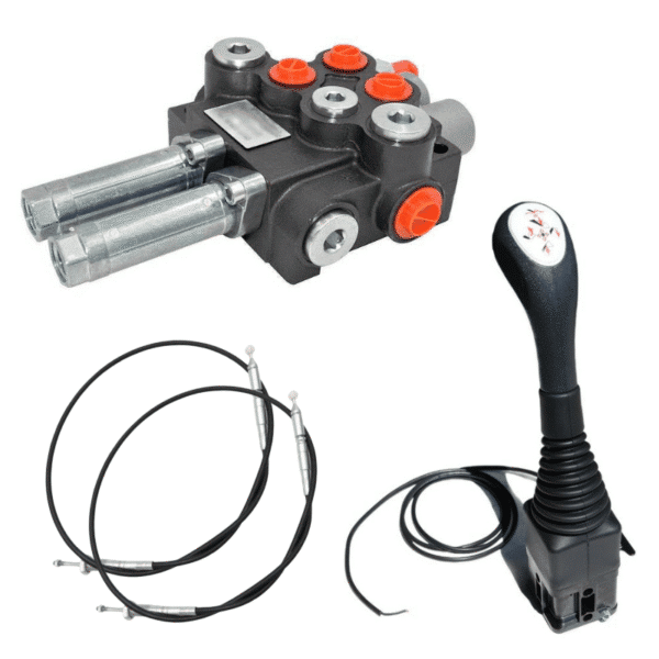 Kit chargeur hydraulique : une fonction double effet et une fonction simple effet par câbles.