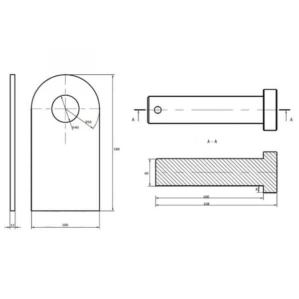 Côtes chape pour vérin hydraulique 40mm