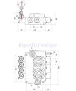Distributeur hydraulique 80 litres 4 elements cotes encombrement