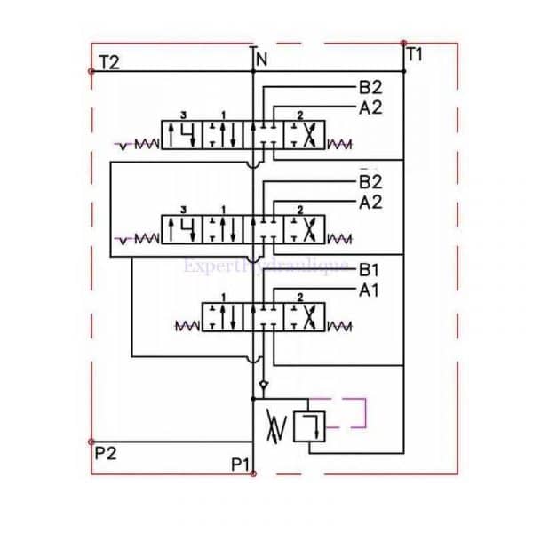 Schema distributeur hydraulique 1 double effet et 2 positions flottantes