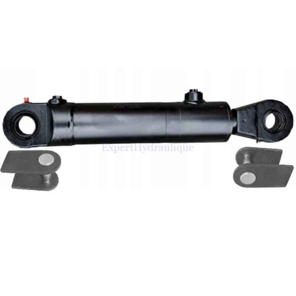 Vérin hydraulique double effet avec rotules et fixations
