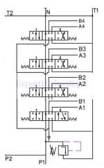 Schéma distributeur hydraulique 4 fonctions double effet