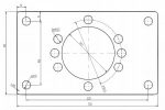 Schéma dimensions du support droit pour moteur omp omr omh