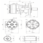 Schéma avec côtes pour le moteur omp omr omh en 32 cm3 avec arbre de 25 mm.