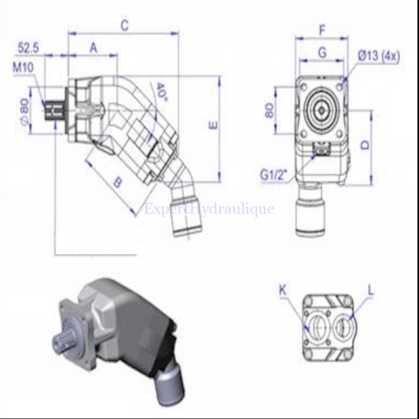 Schéma de la pompe à piston pour camion 45 cm3