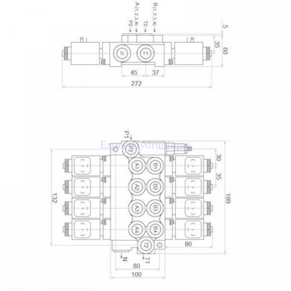Côtes distributeur électrique 4 double effet 12 ou 24V