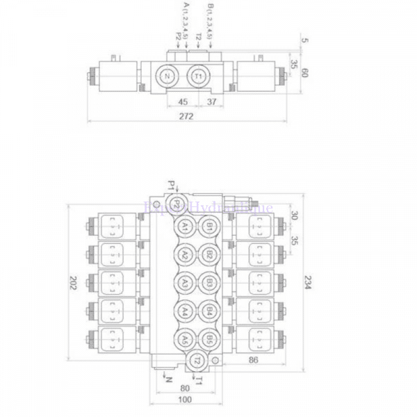 Côtes distributeur électrique 5 double effet 12 ou 24V