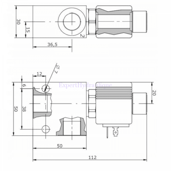Dimensions électrovanne