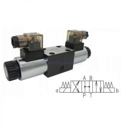 Electro distributeur 2 bobines schéma en H position milieu