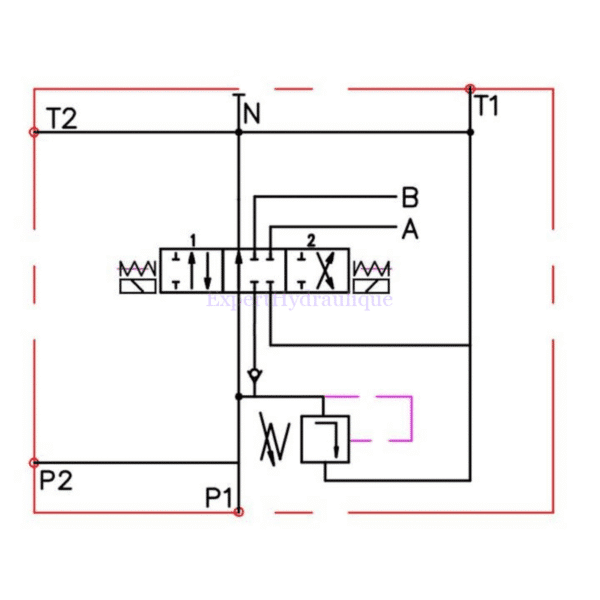 Schéma distributeur électrique 1 double effet 80l 12 ou 24V
