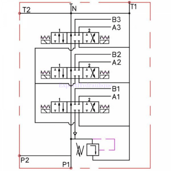 Schéma distributeur électrique 3 double effet 12 ou 24V