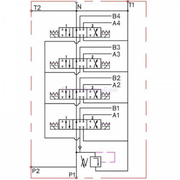 Schéma distributeur électrique 4 double effet 12 ou 24V