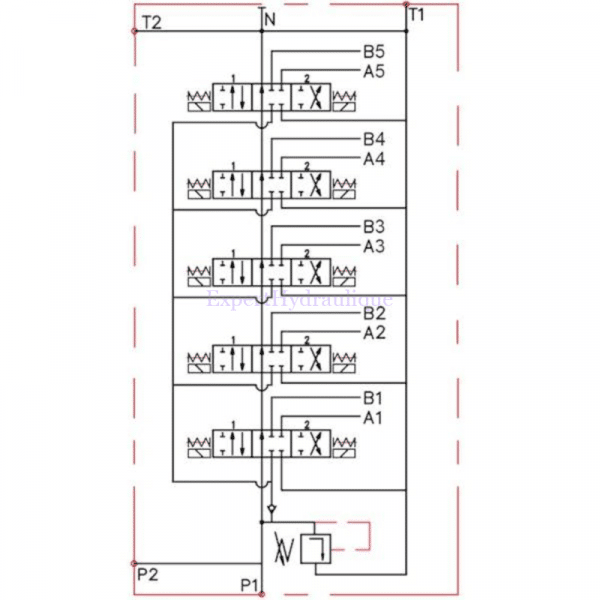 Schéma distributeur électrique 5 double effet 12 ou 24V
