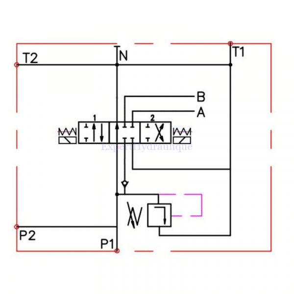 Schéma du distributeur électrique 1 double effet 12 ou 24V