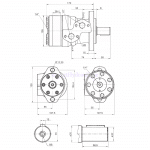 Côtes moteur hydraulique BMP BMR 200 cm3 arbre 25 mm