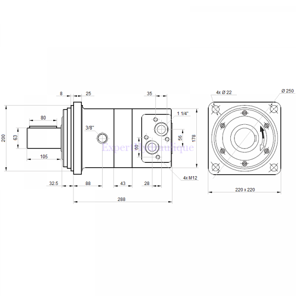 Côtes moteur hydraulique bm6 1000 cm3 arbre 63 mm