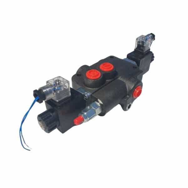 Distributeur 1 fonction électrique double effet 12-24V 80L-min vue de droite.