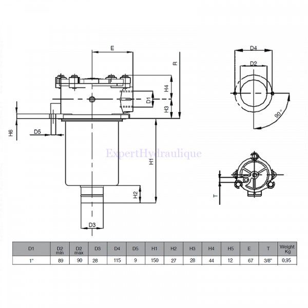 Dimensions réservoir avec filtre retour