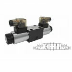 Distributeur électrique CETOP 3 A B P T fermé – arrêt d’urgence