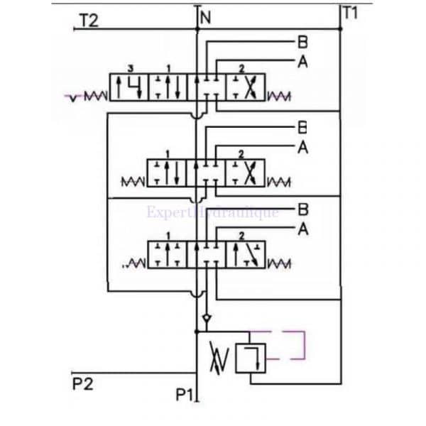 Scheam hydraulique distributeur 1 SE 1 DE 1 DE flottante