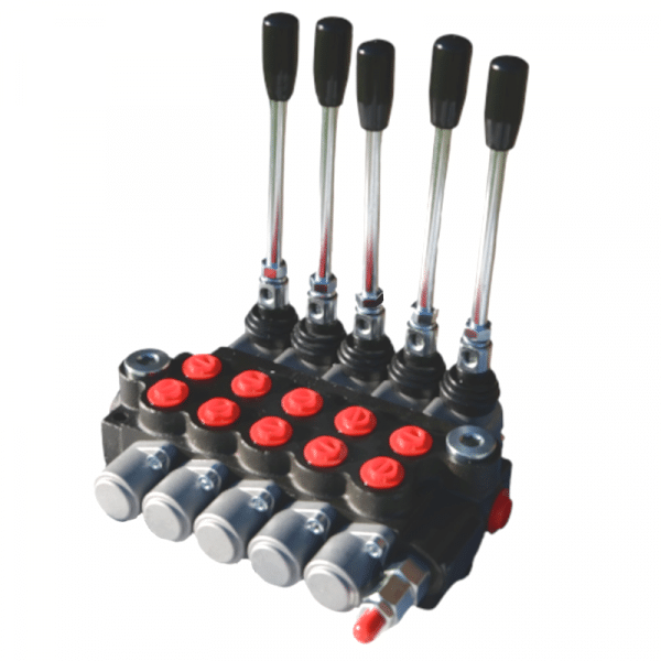 Distributeur hydraulique 5 fonctions doubles effets 40L 5 doubles effet vue de côté.