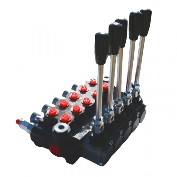 Distributeur hydraulique 5 fonctions doubles effets 40L 5 doubles effet vue de gauche.