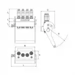 Schéma avec dimension multi coupleur femelle 4 voies