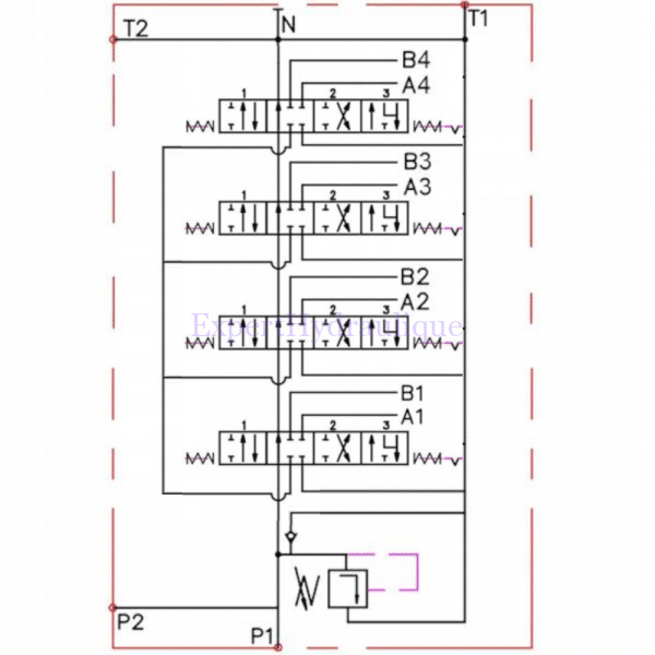 Schéma distributeur 4 double effet position flottante d1d1d1d1