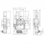 Dessin bureau d'étude du distributeur hydraulique fendeuse de buches deux fonctions 80L.