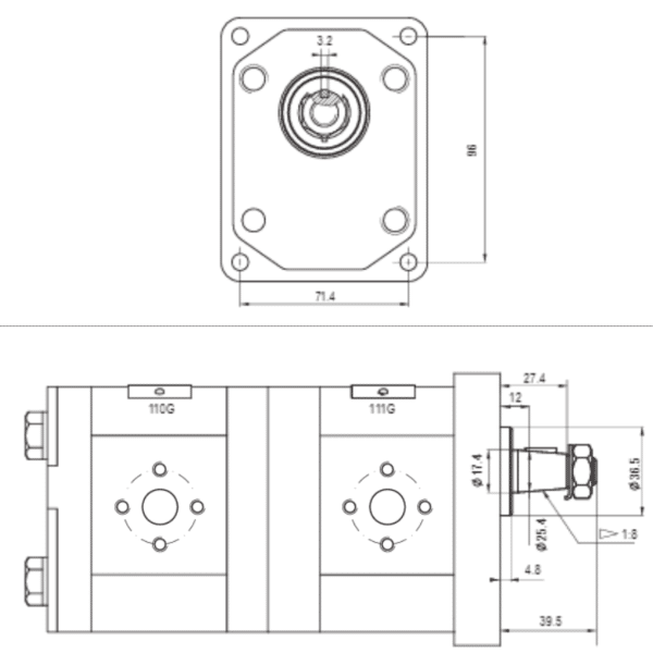 Schéma hydraulique générique de la pompe double italienne.