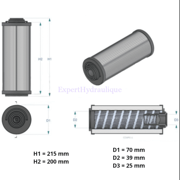 Schéma cartouche pour filtre retour 90 l-min